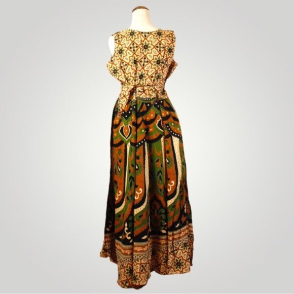 Boho Womens Sleeveless Long Dress size One Size Multicolour Trendy Summer 100% C - Picture 4 of 5